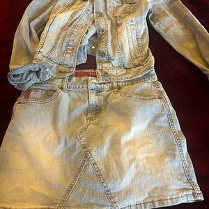 Denim Jean jacket and mini skirt sz3 jacket xs